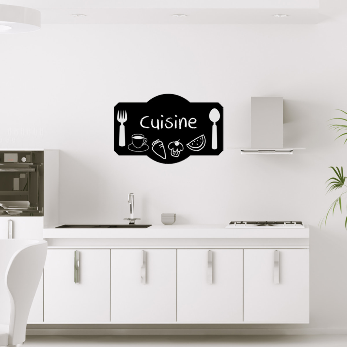 Sticker ardoise tableau noir - stickers muraux adhésif effaçable - DESIGN PLATEAU DE CUISINE