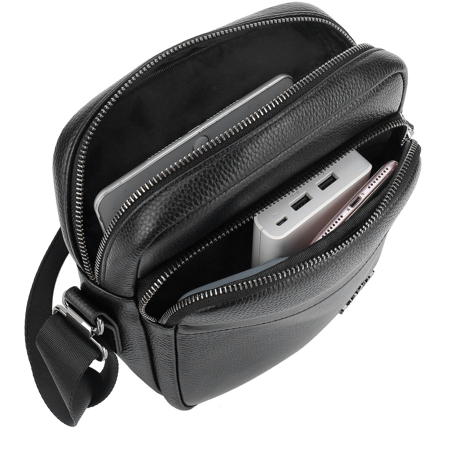 Borsa a tracolla da uomo - Modello Cremona - 100% pelle - 20.0 x 25.0 x 8.0 cm