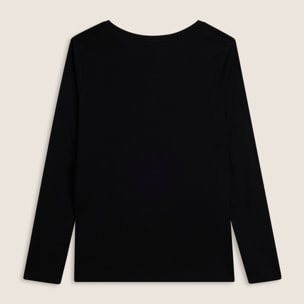 T-shirt a maniche lunghe con scritta Dreamer in strass