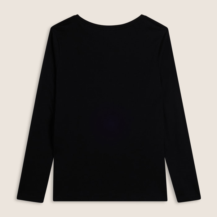 T-shirt a maniche lunghe con scritta Dreamer in strass