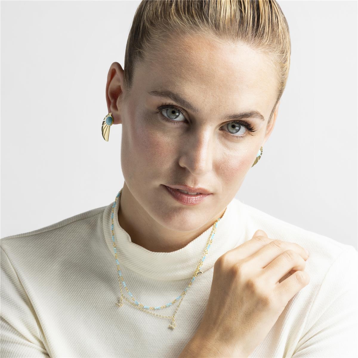 Pendientes con Turquesa acabado oro 18k