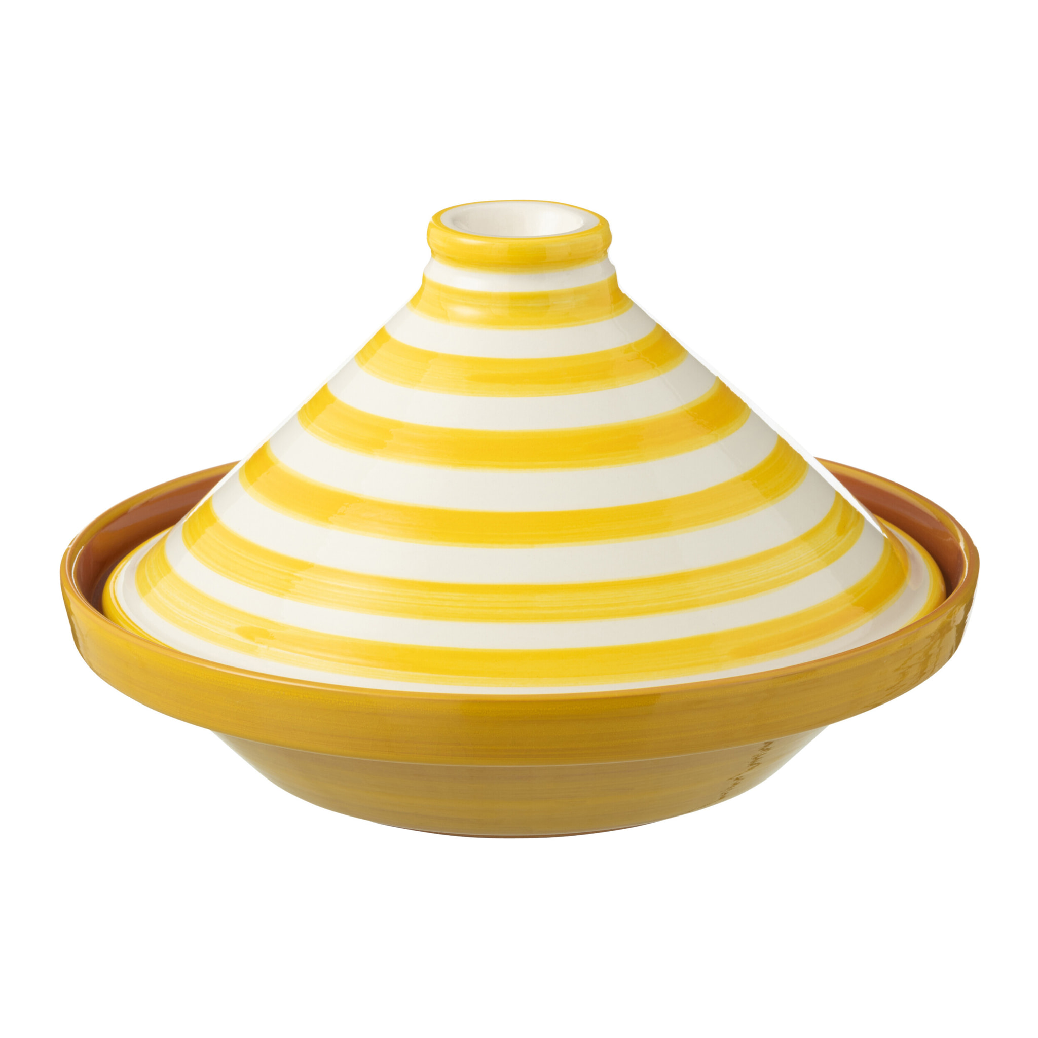 J-Line tajine Granada Stripes - céramique - blanc/jaune