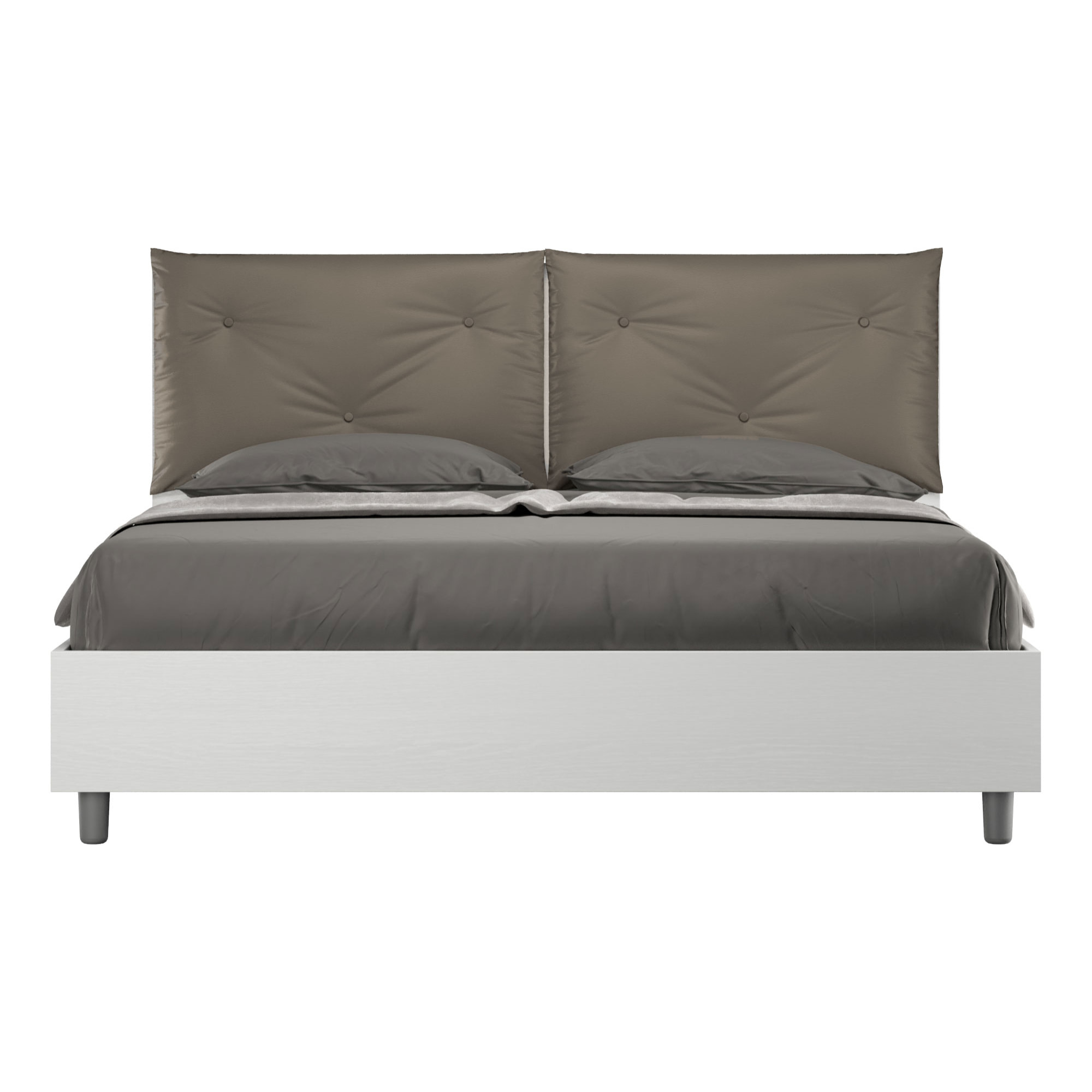 Letto con rete 160x200 cuscinatura similpelle cappuccino Egos Appia