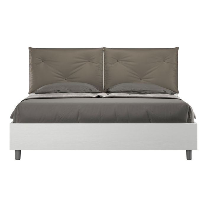 Letto con rete 160x200 cuscinatura similpelle cappuccino Egos Appia