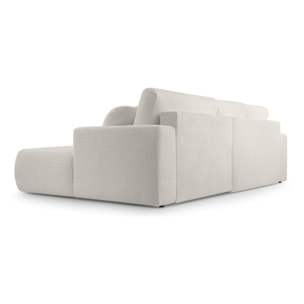 Candela - canapé d'angle droit 4 places - convertible avec coffre - en tissu bouclette - Beige