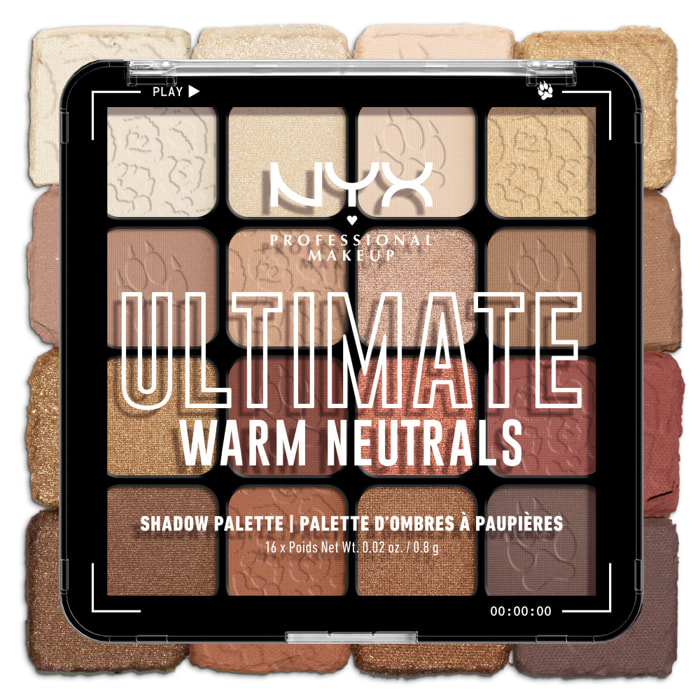 NYX Professional Makeup Palette de Fards à Paupières 16 Fards Ultimate Shadow Palette Warm Neutrals