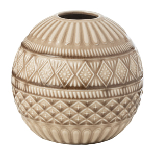 J-Line vase Boule Ethnique - porcelaine - beige - large - Ø 19 cm