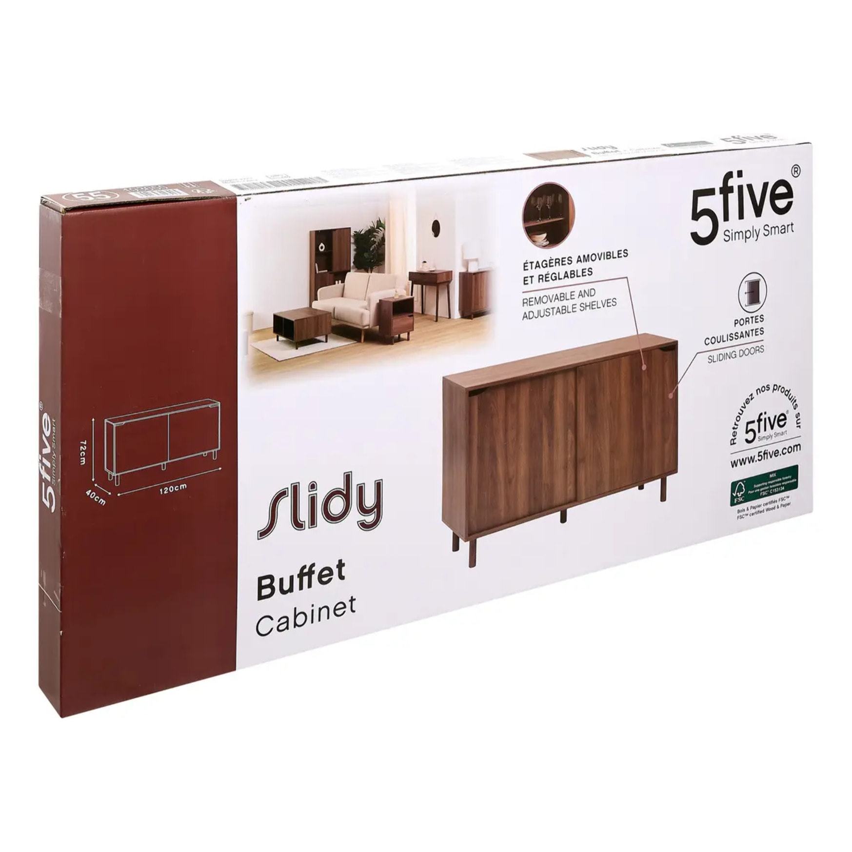 Buffet 2 portes Slidy bois foncé