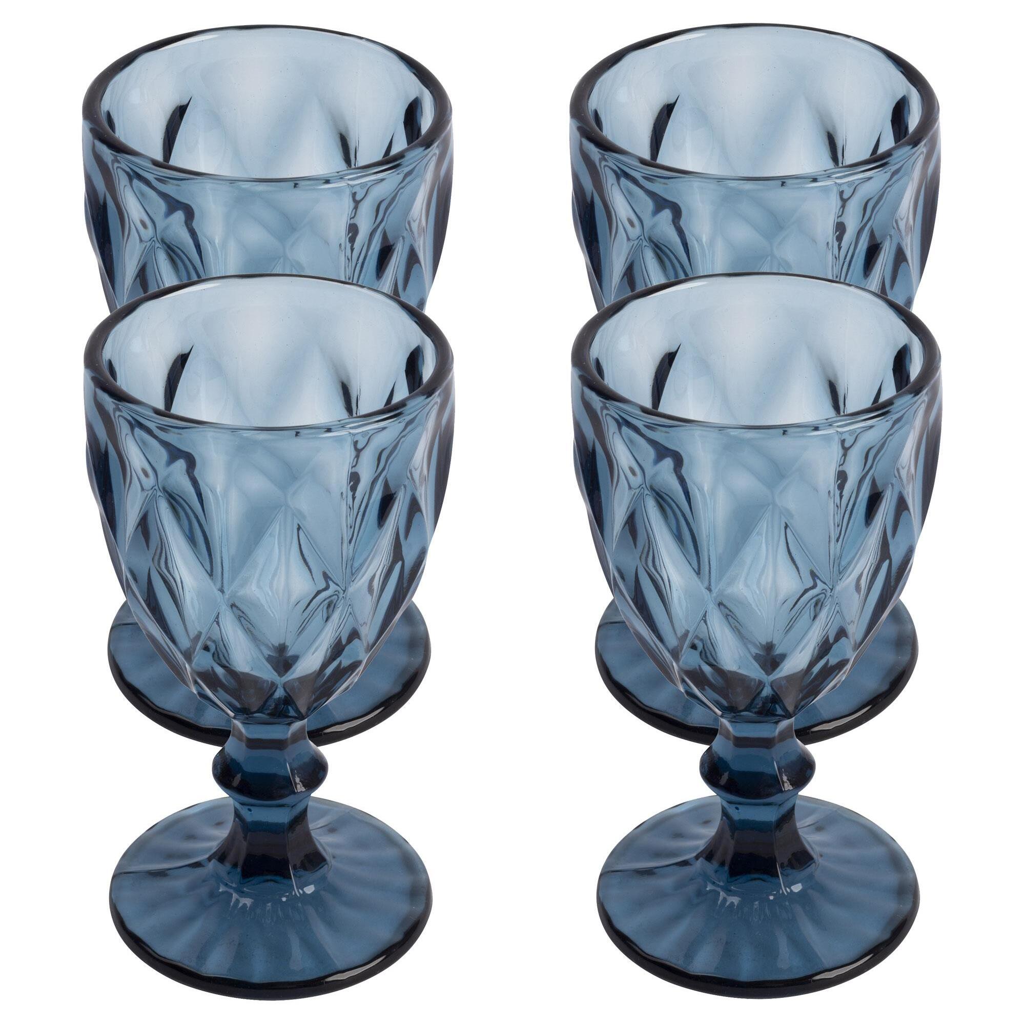 Juego de 4 copas de cristal de 250cl azul san ignacio