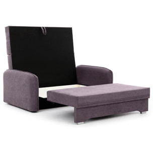Michelle - canapé droit 3 places convertible avec coffre en velours - Violet