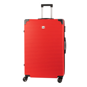 DAM Maleta gran volumen trolley rígida ultraligera, de ABS de alta resistencia con esquinas reforzadas. Cerradura numérica y 4 ruedas dobles extraíbles y giratorias 360°. 54x32x80 Cm. Color: Rojo