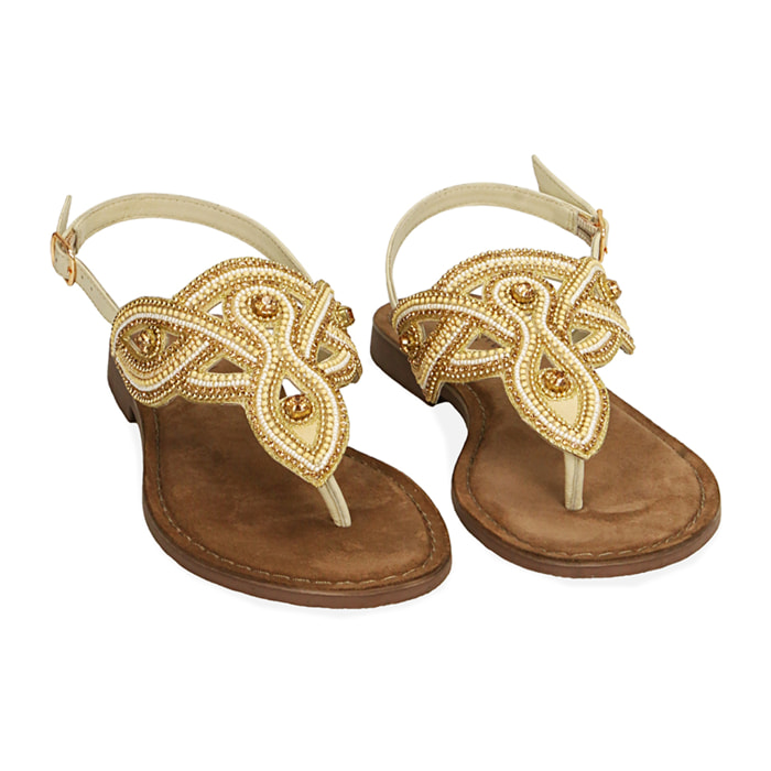 Sandali infradito oro in pelle