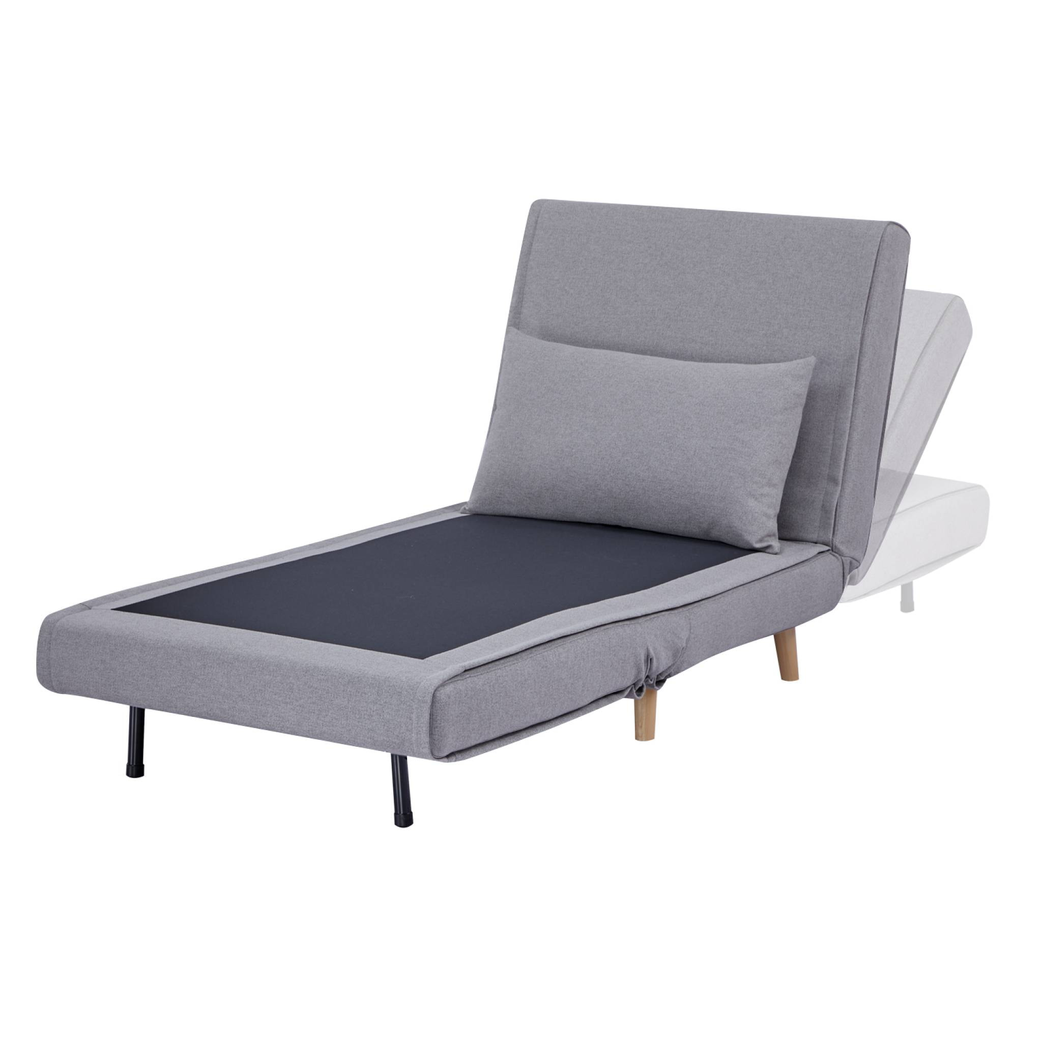Chauffeuse convertible tissu piétement bois 1 place gris Guest