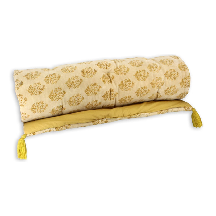 Couvre canapé en coton et velours jaune 180cm DORI