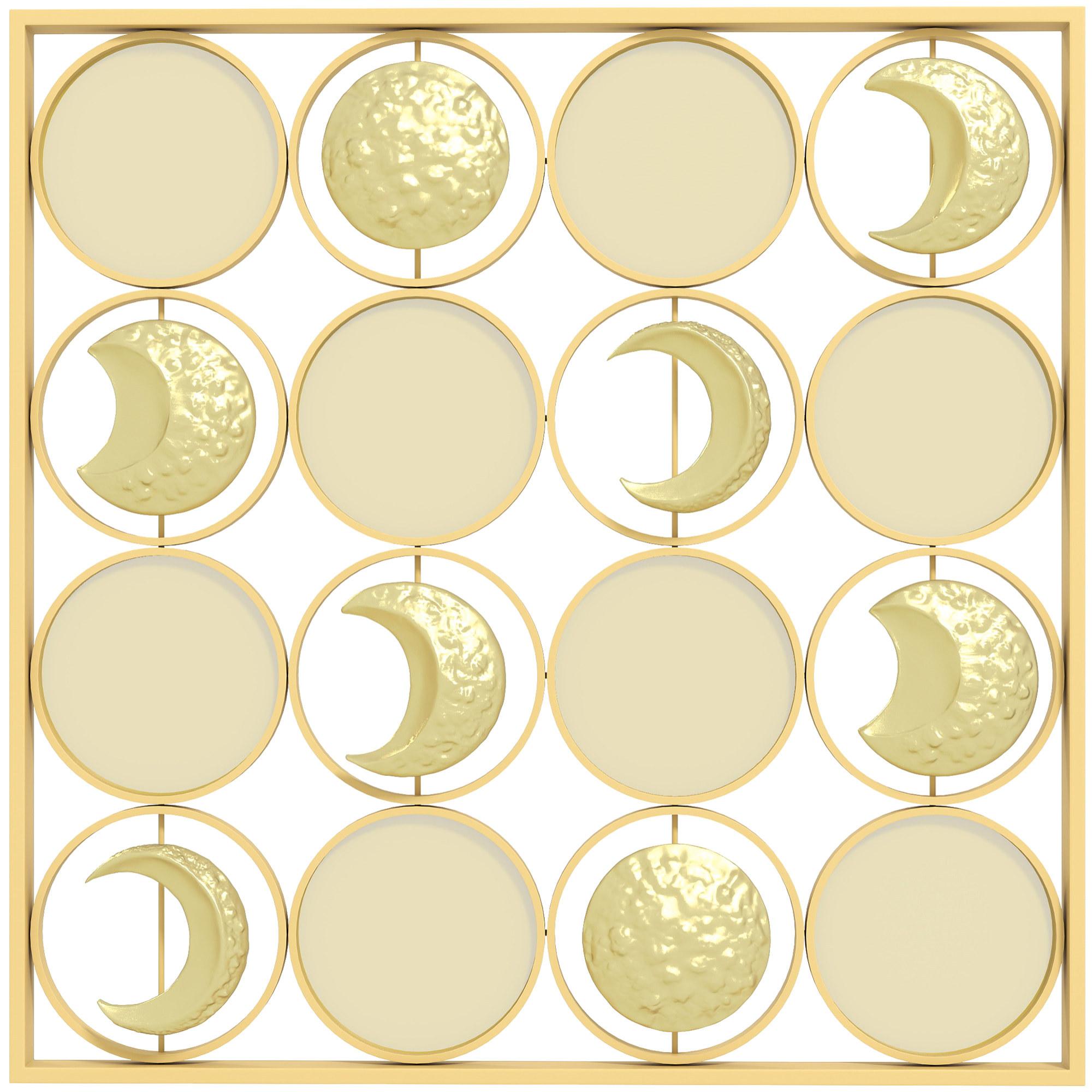 Decoración de Metal para Pared de Fases Lunares, Adornos de Pared Metálicos Multidireccional con 16 Discos, para Salón, Dormitorio, Pasillo, Dorado