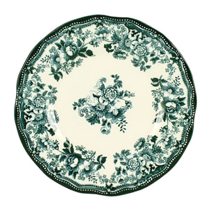 Lot de 6 assiettes à dessert fleuries en grès vert 20cm FAUSTINE