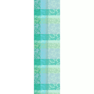 Chemin de table pur coton motif jacquard bleu vert Mille feuillages turquoise