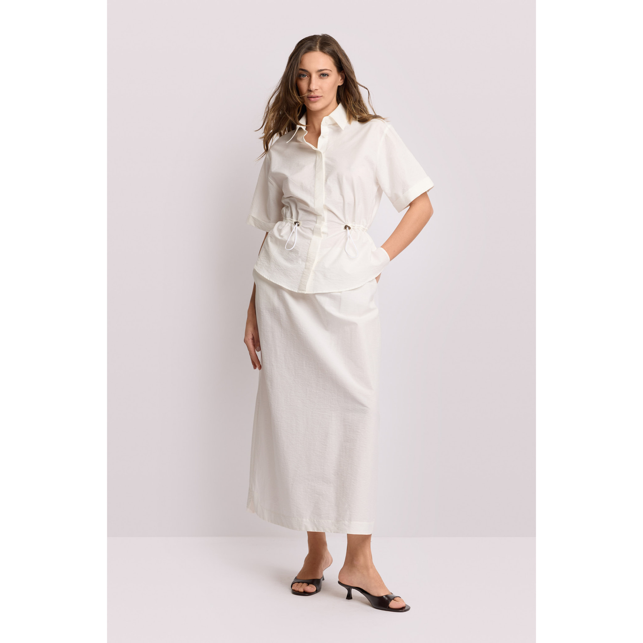Kocca - Camicia con coulisse Donna, Tinta unita, Colletto di camicia