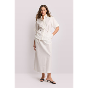 Kocca - Camicia con coulisse Donna, Tinta unita, Colletto di camicia
