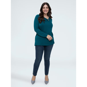 Fiorella Rubino - Camiseta de jersey con detalle joya - Petrol Blue