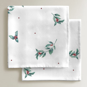 Serviettes pack 2 100% coton White Christmas 2