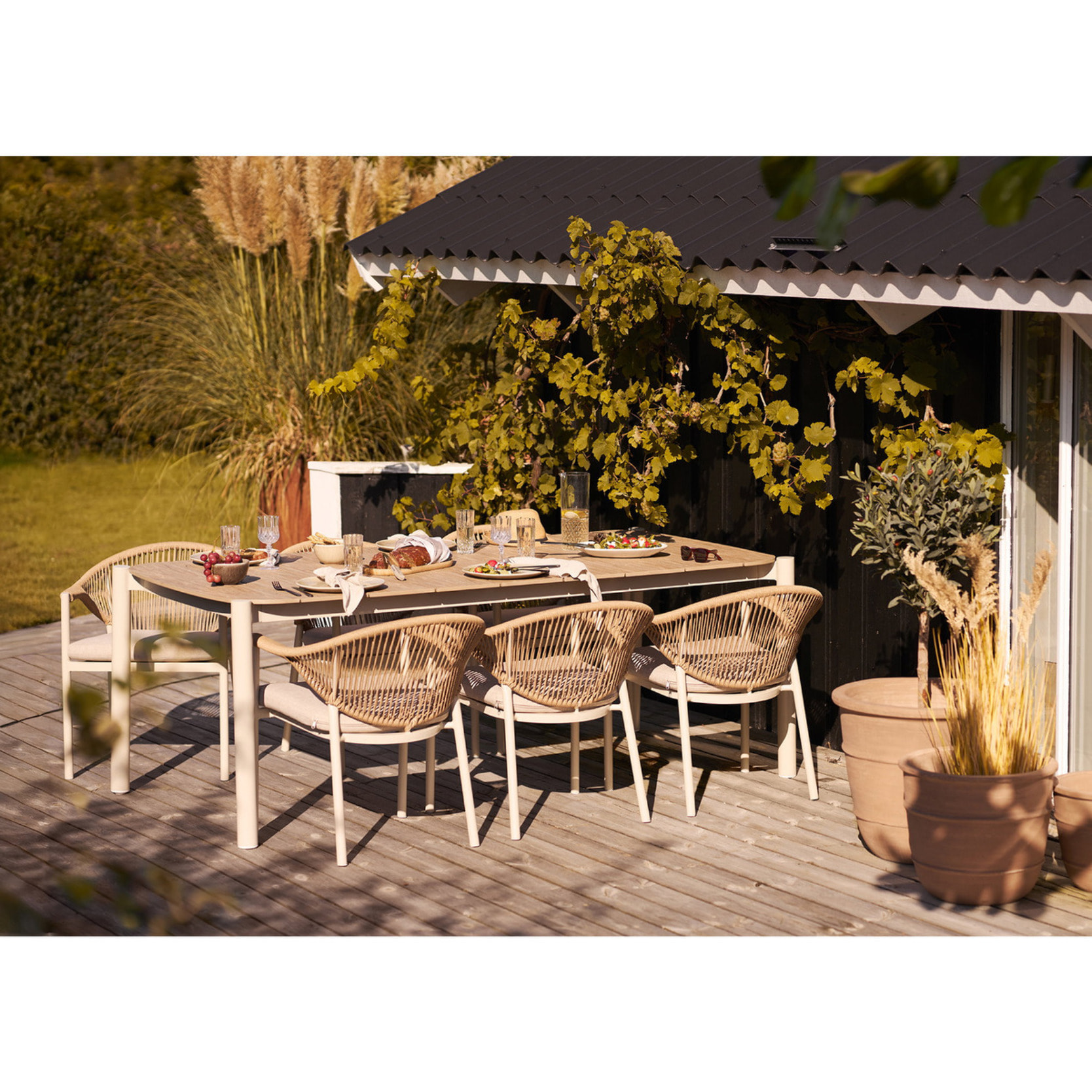Piatto da cena Viola in gres beige ø27 cm — set da 4