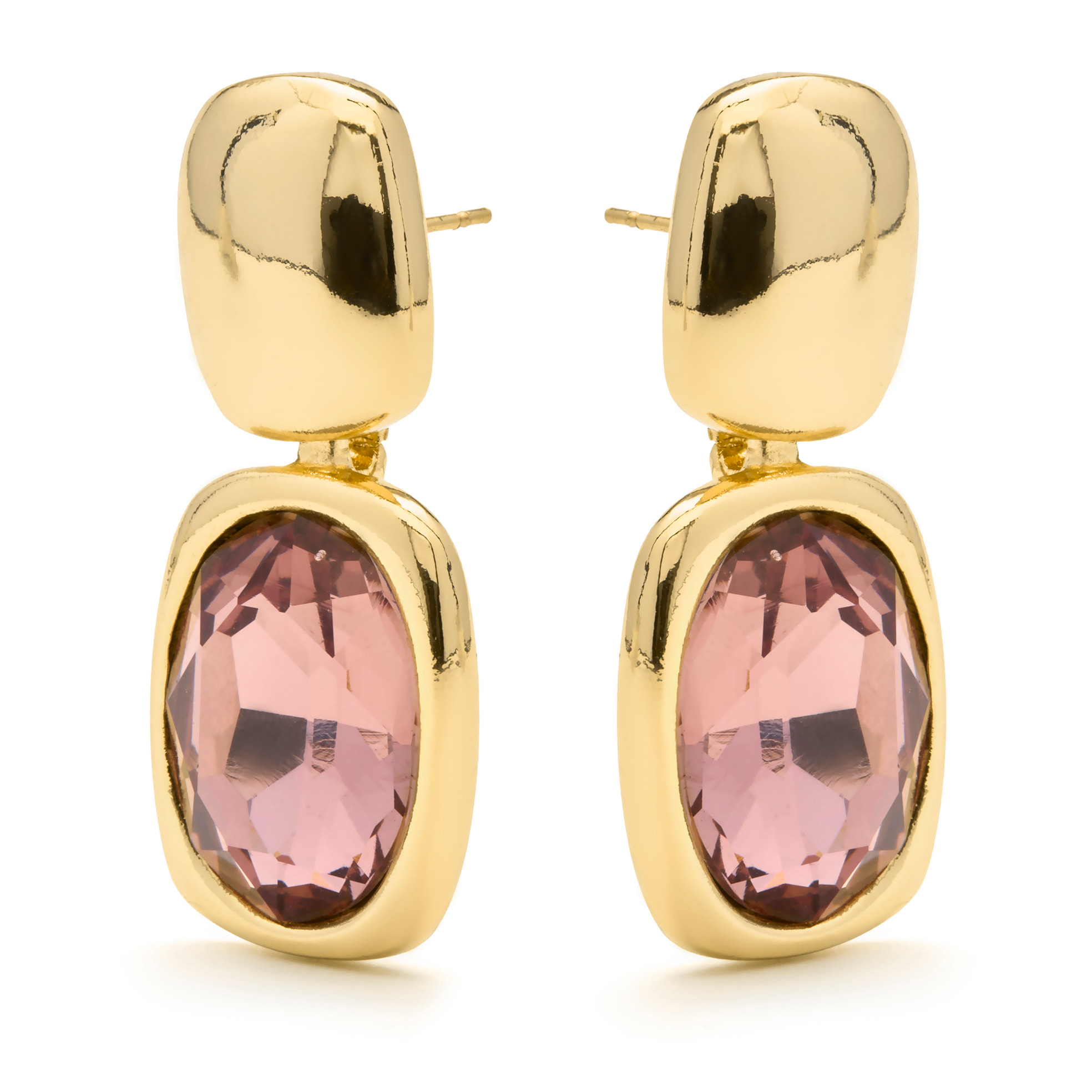 Pendientes de Circonita Marrón acabado en oro amarillo 18k