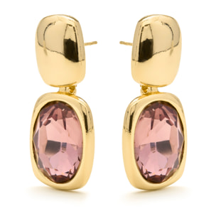 Pendientes de Circonita Marrón acabado en oro amarillo 18k