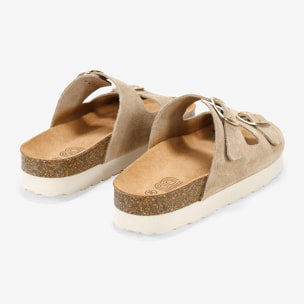 Sandalias de piel arena con hebillas