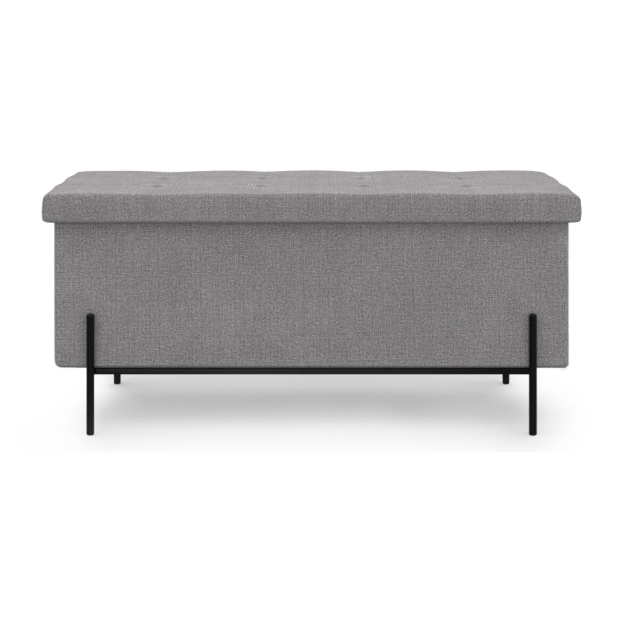 Banc coffre avec pieds noirs Loan en tissu gris 100cm