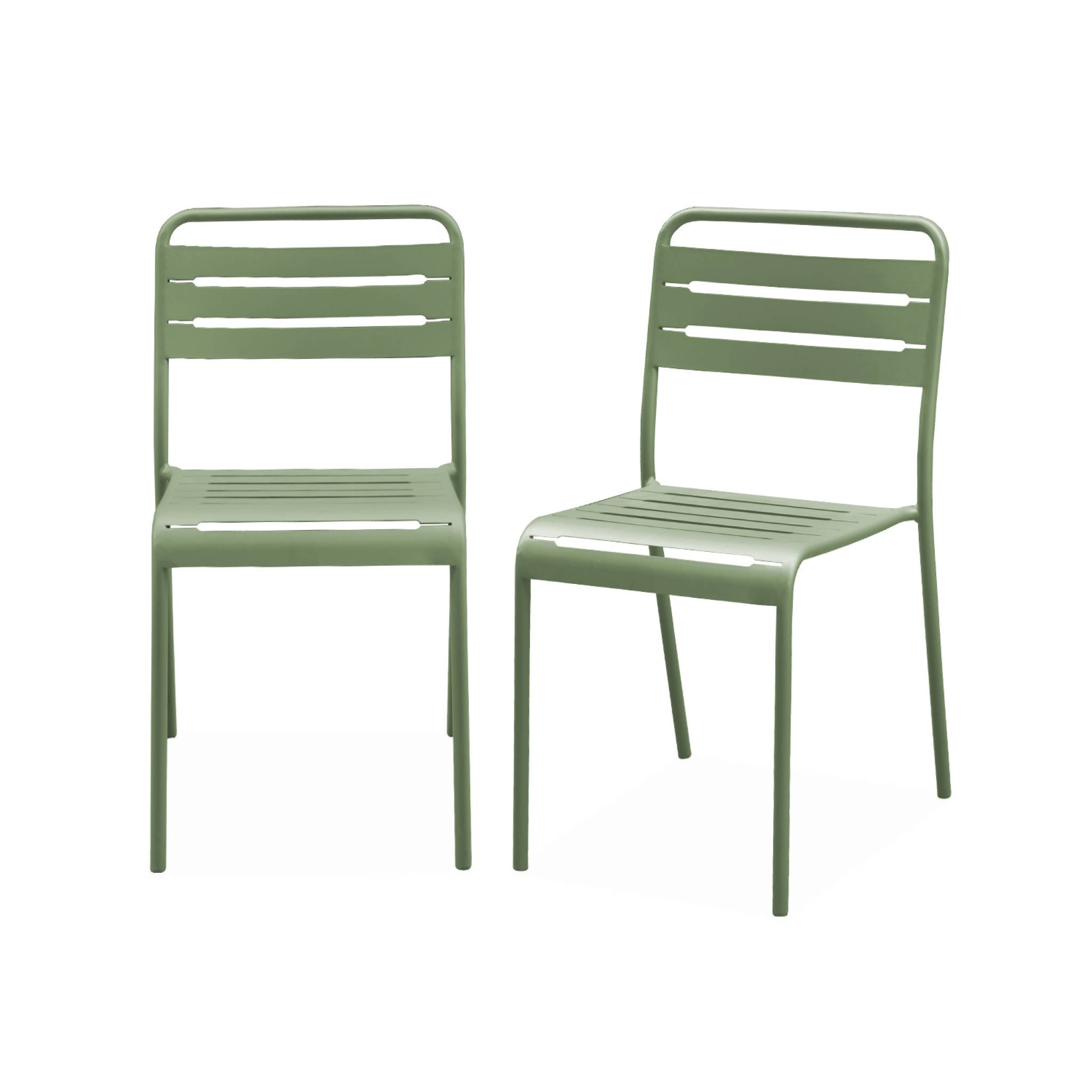 Lot de 2 chaises de jardin acier. 2 places. vert. Amelia. L44 x P52 x H79cm