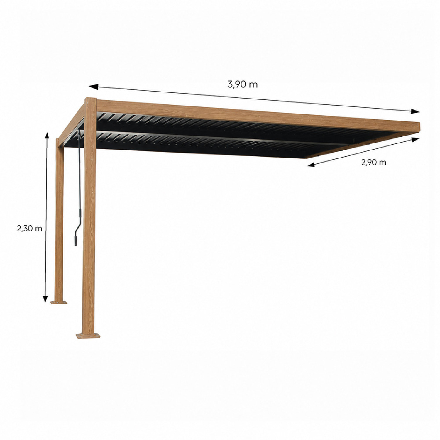 Pergola bioclimatique 4x3m adossée effet bois PANAGIA