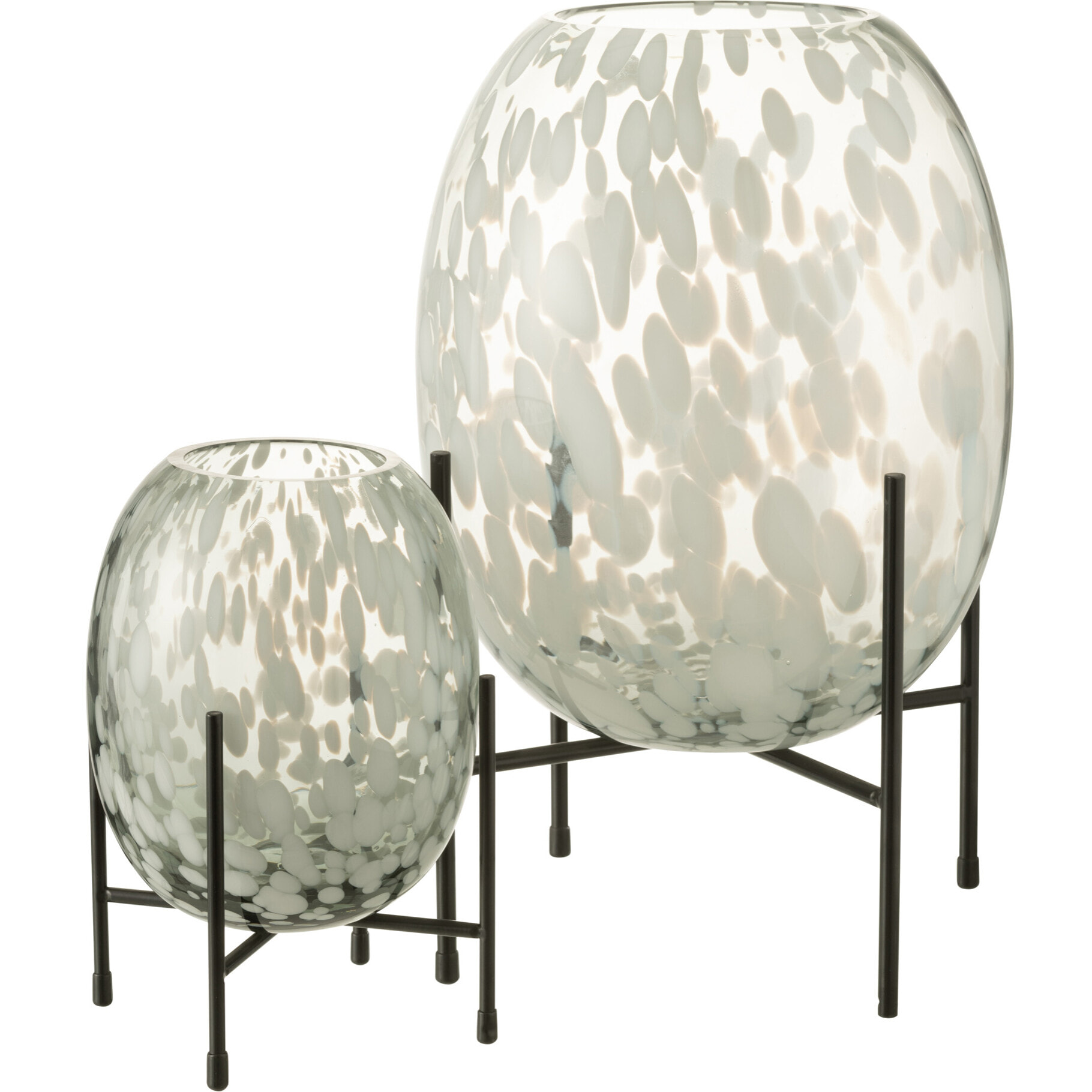 J-Line vase Sur Pied Tâché - verre - gris/blanc - large - 37 cm de hauteur