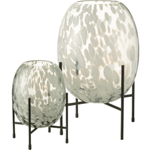 J-Line vase Sur Pied Tâché - verre - gris/blanc - large - 37 cm de hauteur