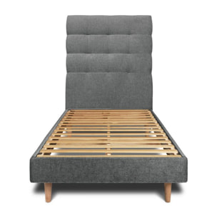 Lit avec tête de lit capitonnée tissu et sommier kit Ep14