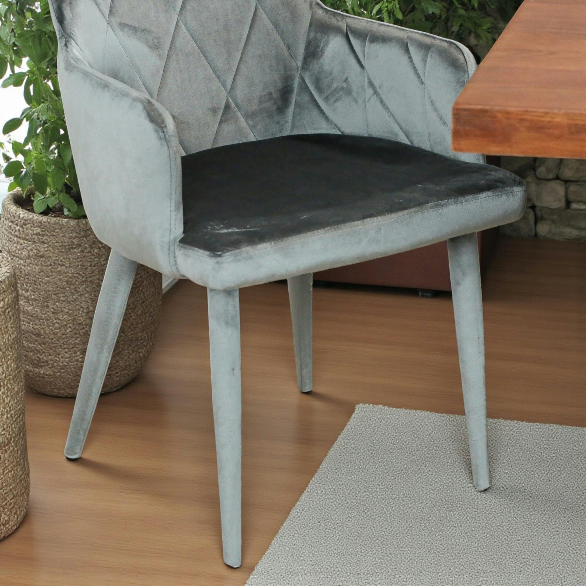 Fauteuil de table en velours gris (lot de 2) HAWAI