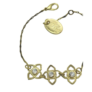 Pulsera Mismy dorado Tres flores y cristal SW color cristal