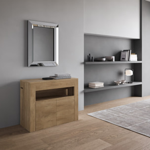 Consola extensible 90x42/302 cm Evolve Roble Natural extensiones internas con banco inferior