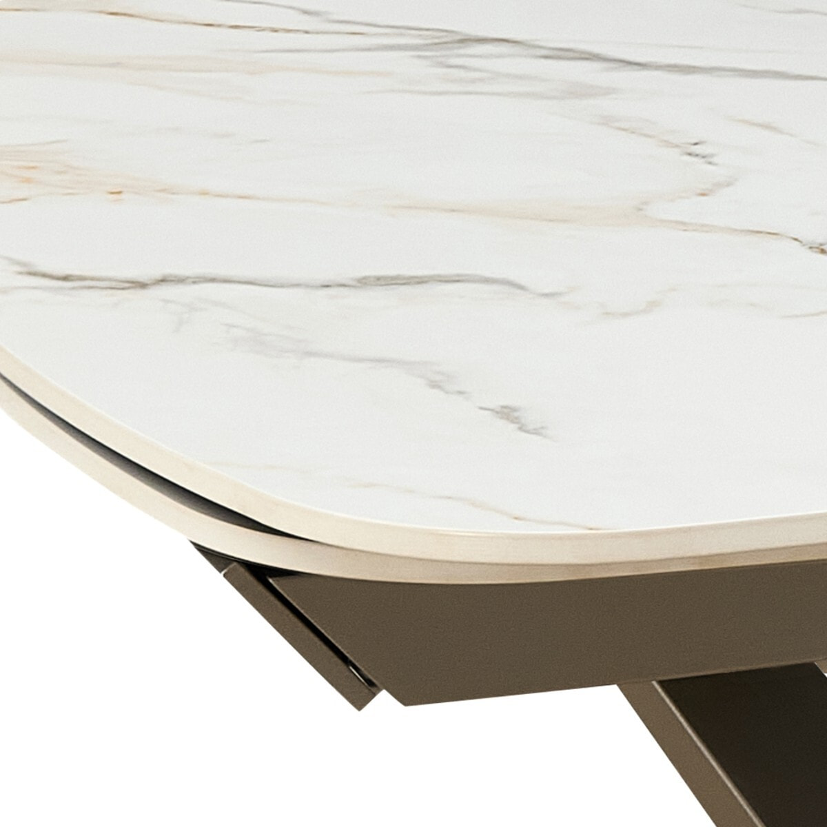 Table à manger extensible Tomasucci CLEFT EVO, en céramique, marbre onyx, platine, 200/250/300 × 100 × 76,5 cm