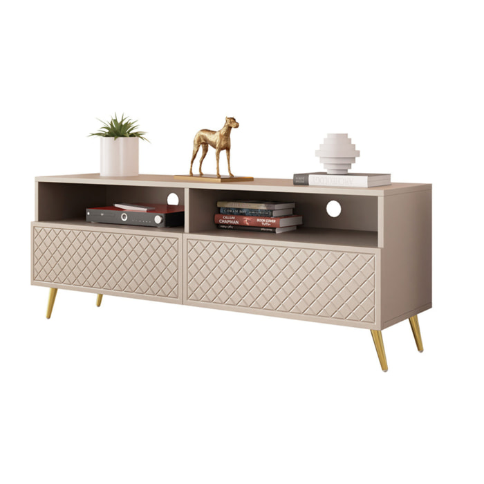 Sorolla - meuble tv - 2 tiroirs et 2 niches - 150 cm - Beige