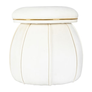 Pouf imbottito Corin in velluto avorio e oro