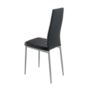 Set de 4 sillas – Polipiel negra y estructura plata