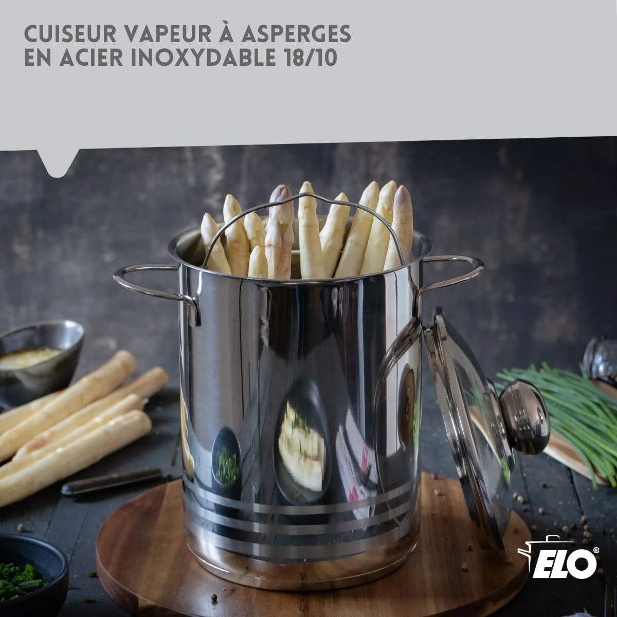 Cuiseur à asperges inox avec couvercle 4 litres Elo Brillant