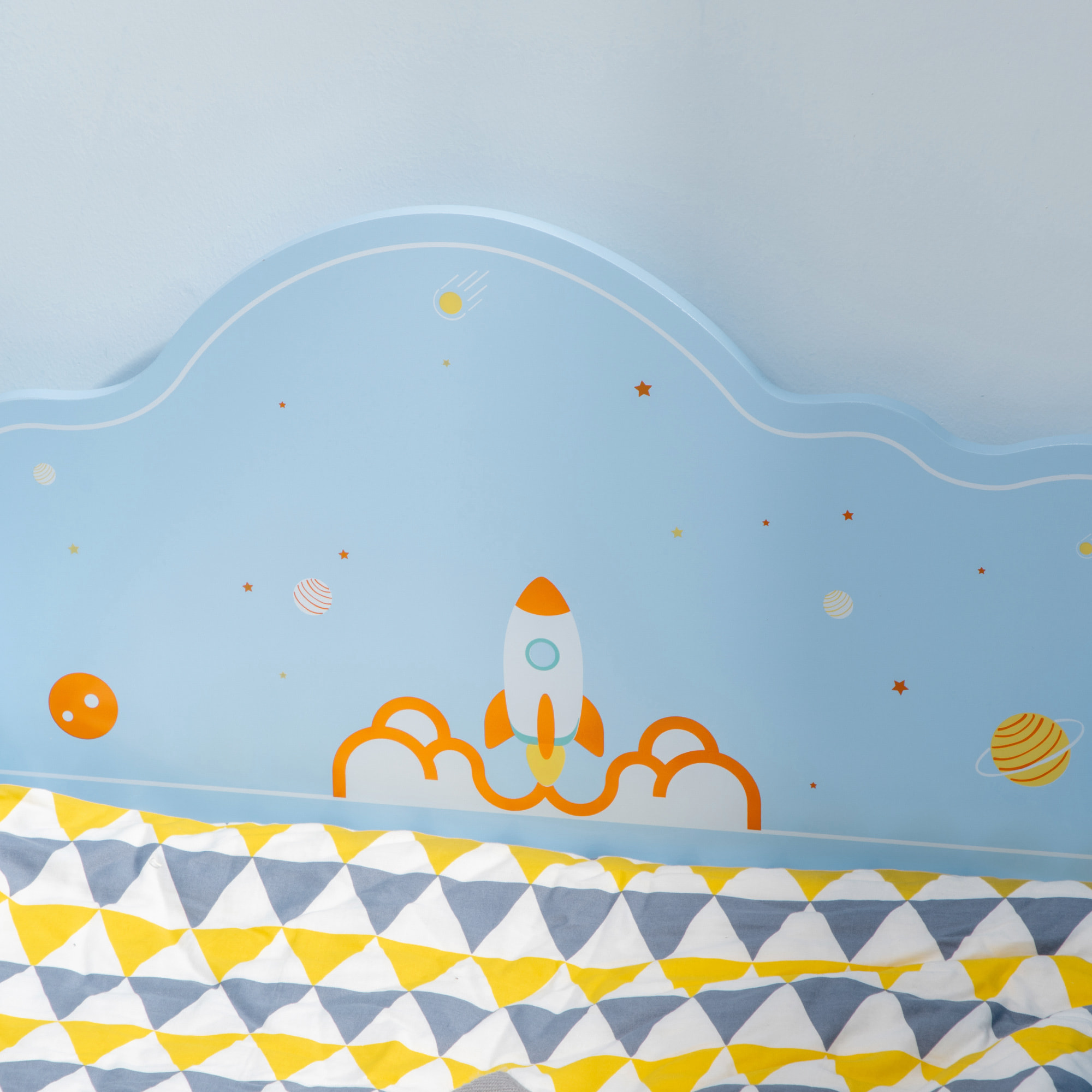 ZONEKIZ Cama para Niños de 3-6 Años 143x74x59 cm Cama Infantil de Madera con Barreras de Protección Carga Máx. 80 kg Mueble de Dormitorio Moderno Azul