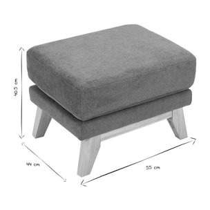 Pouf repose-pieds scandinave en tissu chenille terre brûlée et bois clair OSLO