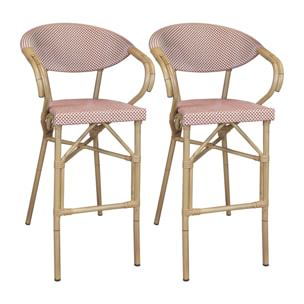 Lot de 2 fauteuils de bar extérieur en textilène rouge AMALFI