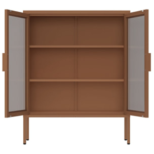 Vetrina in metallo 2 ante con ripiani 80x38x100h cm mattone - Pop