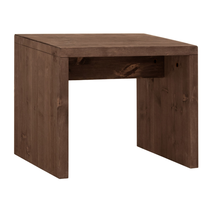 Petite table / tabouret en bois massif au ton noyer de 45x50cm Hauteur: 45 Longueur: 50 Largeur: 30