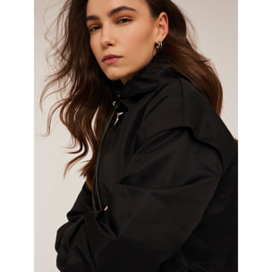 Motivi - Parka de nailon con jareta - Negro