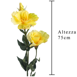 Lisianthus Composto Da 3 Fiori. Altezza 75 Cm - Pezzi 6 - 10X75X19cm - Colore: Giallo - Bianchi Dino - Fiori Artificiali